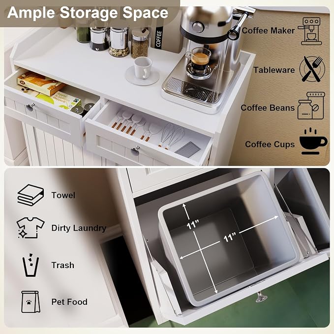 Double Tilt Out Trash Can Cabinet, Dog-Resistant, Fits 13.8"H Bins, Includes - Image 4