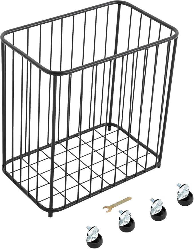 Laundry Basket with Wheels, Metal Railing Storage Cart with Handles, Rolling - Image 9
