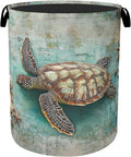 Retro Map Turtle Large Clothes Hamper Bag by Gearsly