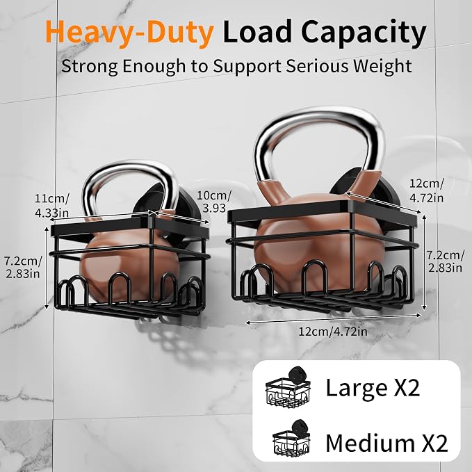 KEGII Suction Cup Shower Caddy 4 Pack, Universal Fit - Image 7