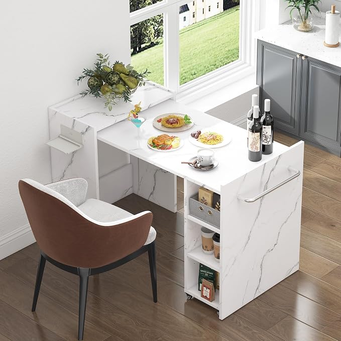 Folding Sewing Table, Wall Mount Sewing Machine Cabinet w/Storage Shelves & - Image 6