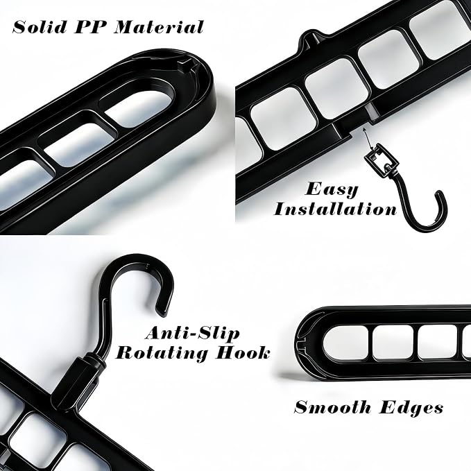5pcs 9-Hook Rotating Hanger Organizer - 20lb Capacity Space Saving Hanger - Image 5