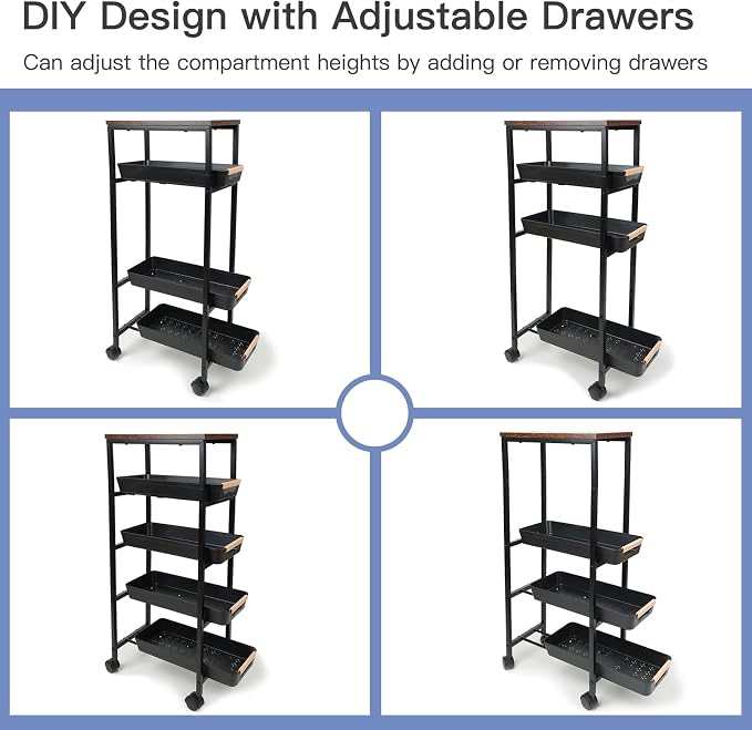 5 Tier Slim Rolling Storage Cart - Image 4