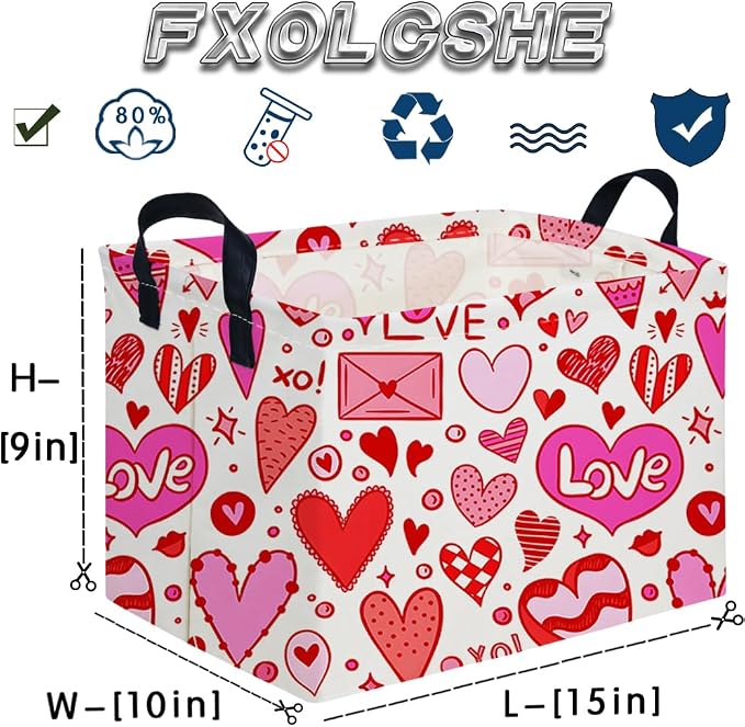 Rectangular Valentines Basket, baby Gift Basket Empty, Heart Print easter - Image 7