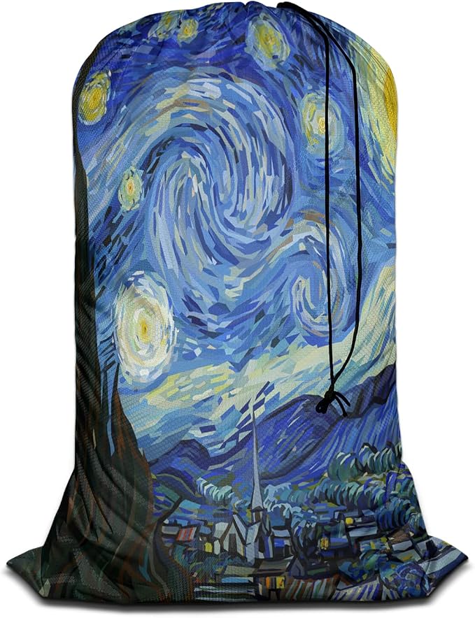 Swono Sturdy Laundry Basket Hamper, Starry Night Abstract Art Foldable Laundry by Swono
