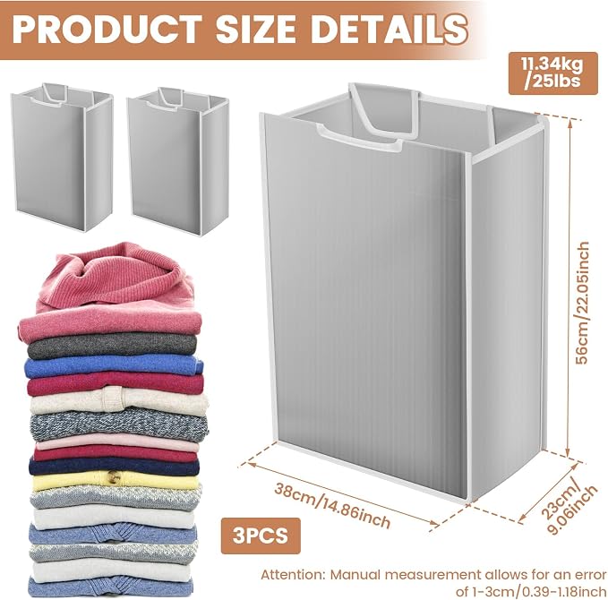 3 Pack Large Laundry Sorter Replacement Bags, Hamper Cart Removable Replacement - Image 2