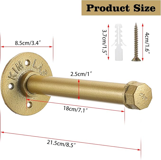Sumnacon 2 Pcs 8 Inch Industrial Pipe Clothes Bar - Image 3