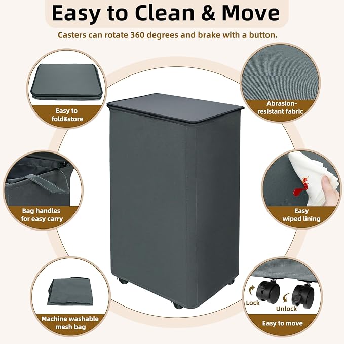 2 Pack 90L Collapsible Laundry Basket - Image 3