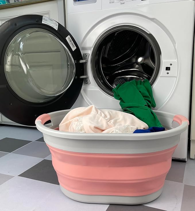 SAMMART Collapsible Plastic Oval Laundry Basket by SAMMART