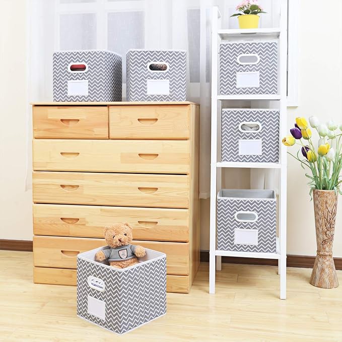 MAX Houser Fabric Cloth Storage Bins, Foldable Storage Cubes Organizer Baskets - Image 4