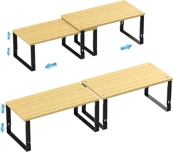 Expandable Kitchen Cabinet Organizer Shelves – Stackable Adjustable Metal and by Unknown