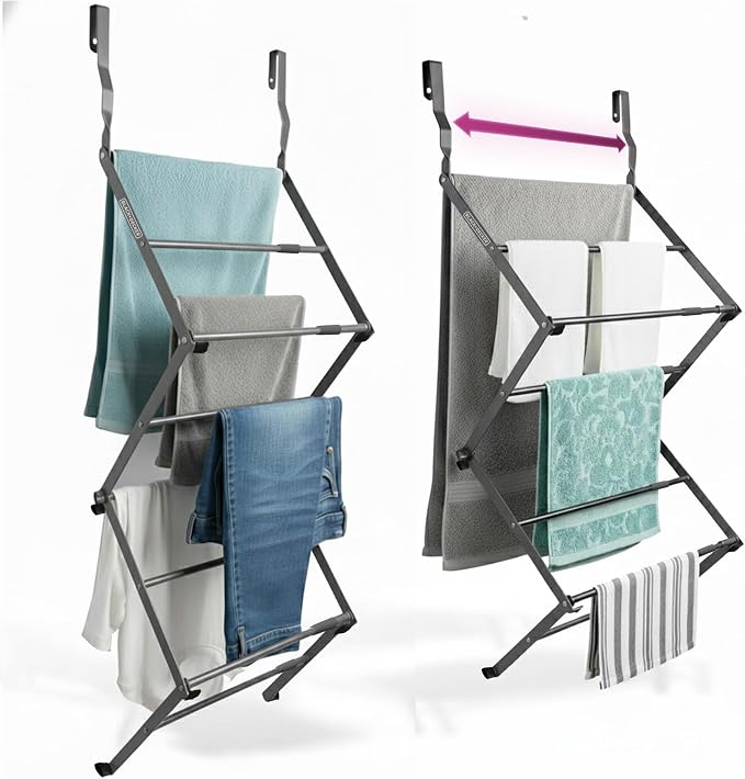 BLACK+DECKER Over The Door Expandable Telescopic Drying Rack, Clothes Organizer by BLACKDECKER