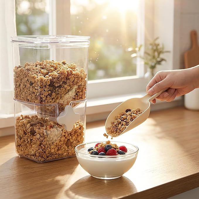 Nesting Kitchen Scoops for Ice Cubes Set of 4, Flour & Coffee Beans, Plastic - Image 2