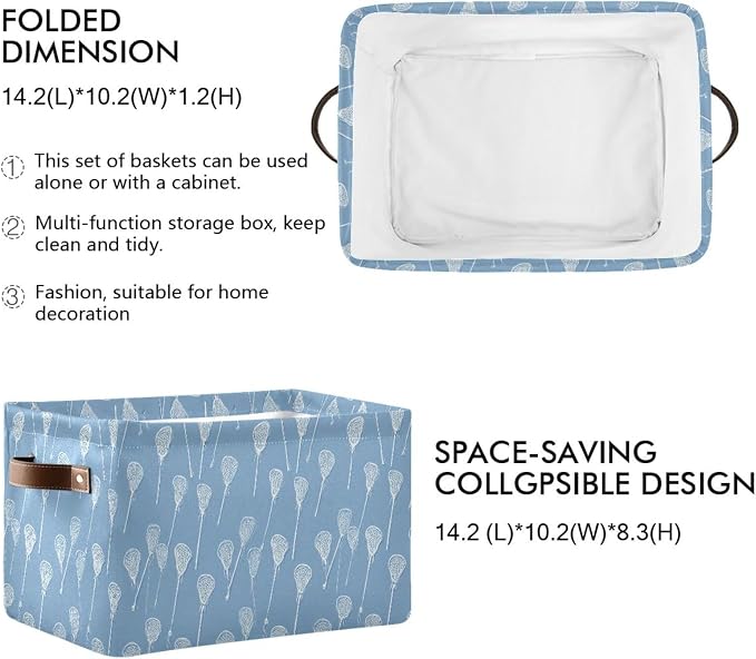 Pfrewn Storage Basket Bins Foldable Blue Lacrosse Sticks Laundry Hamper Box - Image 3