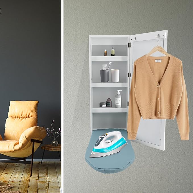 Foldable Ironing Board Cabinet Wall Mounted Storage Cabinet - Image 3
