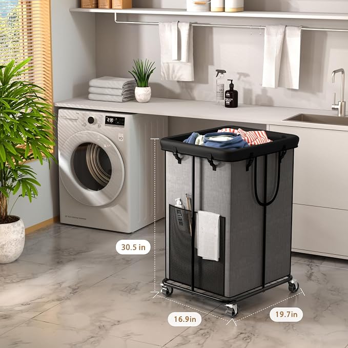 150L Large Laundry Basket with Wheels, Rolling Laundry Hamper with Removable - Image 2