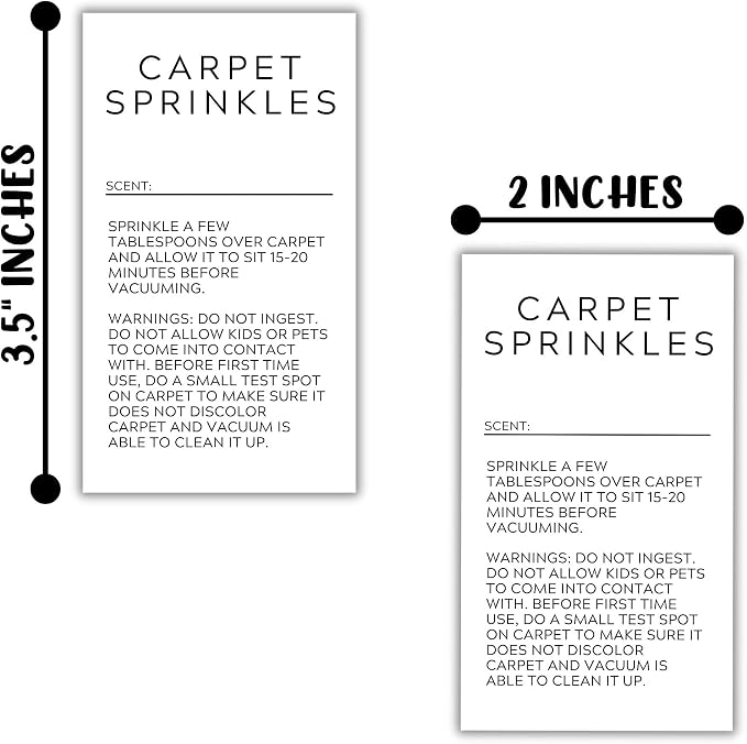 Carpet Sprinkle Freshener Instruction Stickers | 250 pc per Roll 2x3.5” - Image 3