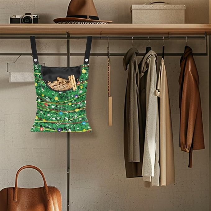 Christmas Tree Lights Clothes Pin Hanging Bag Clothespin Storage Bag Portable - Image 4