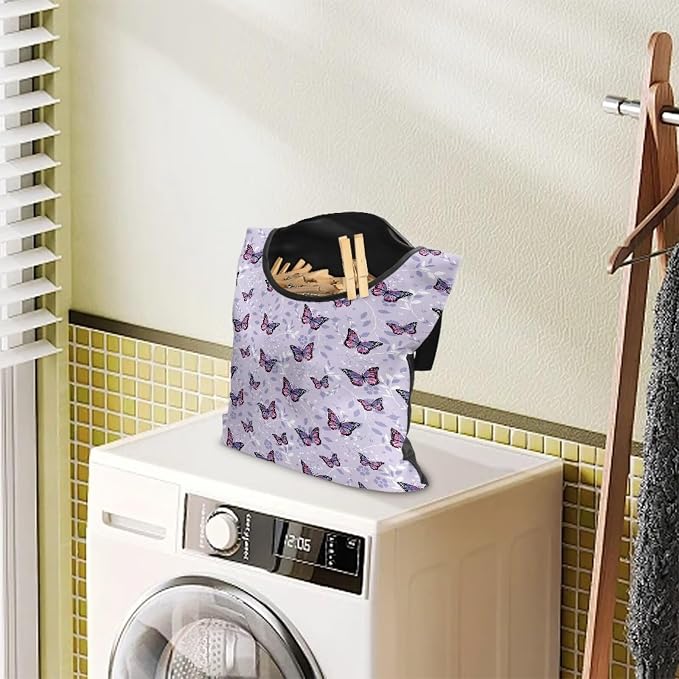 Butterflies Clothespin Bag Holder Pin Collector Bag Stores and Holds Clothespins - Image 2