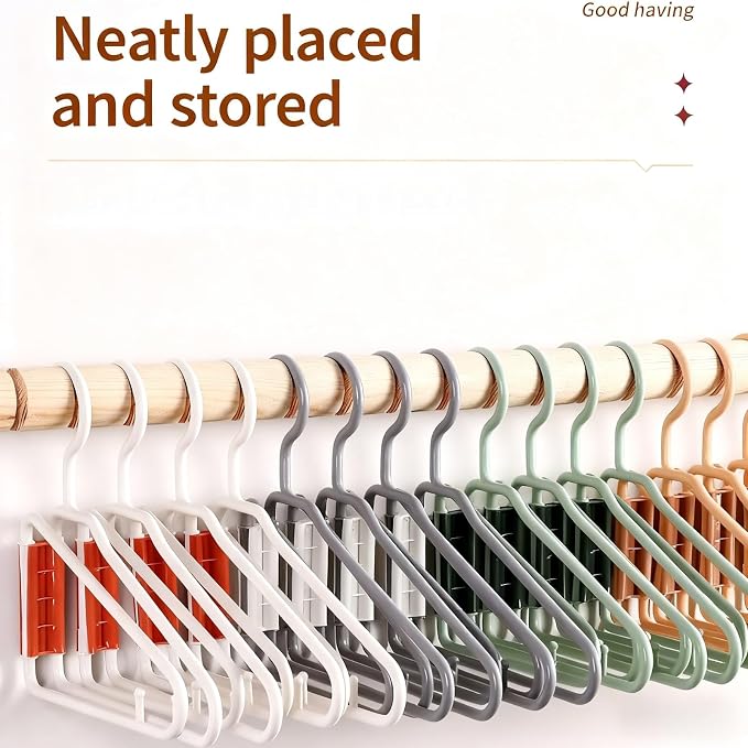 12pcs Folding Hangers, Foldable Clothes Hanger, Portable Plastic FoldableTravel - Image 2