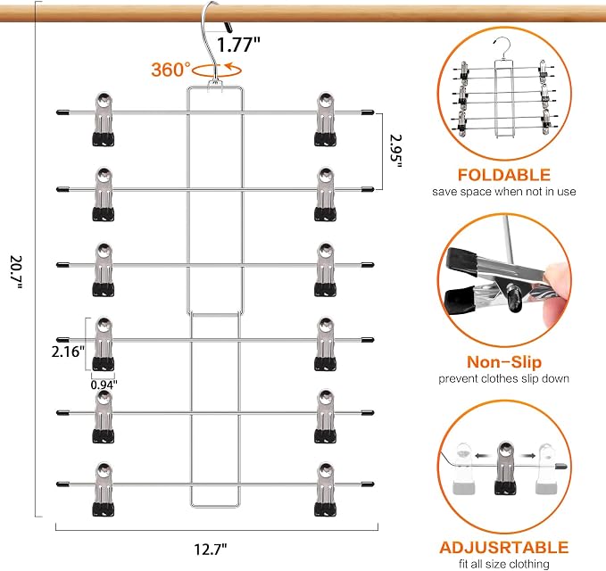Closet Organizers and Storage, 6 Tier Storage and Organization Pants Hangers - Image 6