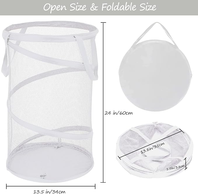 BATTOO Collapsible Laundry Basket Foldable Mesh Pop Up Hamper - Image 2