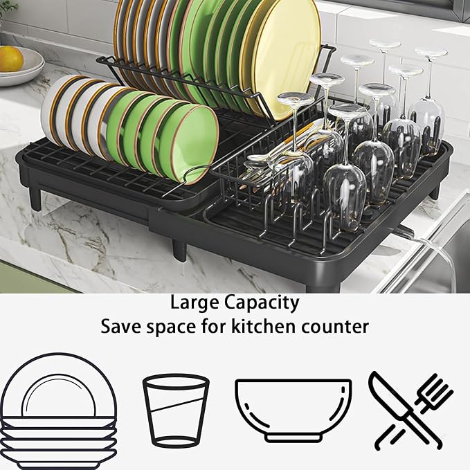 LEMIKKLE Dish Drying Rack, Large-Capacity Dish Drainer - Image 4