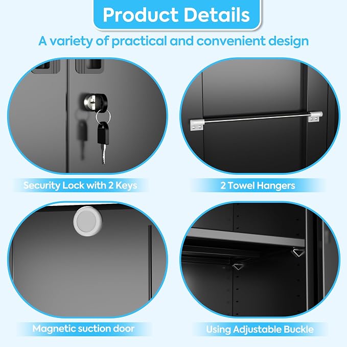 Garage Storage Cabinet with Wheels and 5 Pegboard, Metal Storage Cabinets with - Image 4