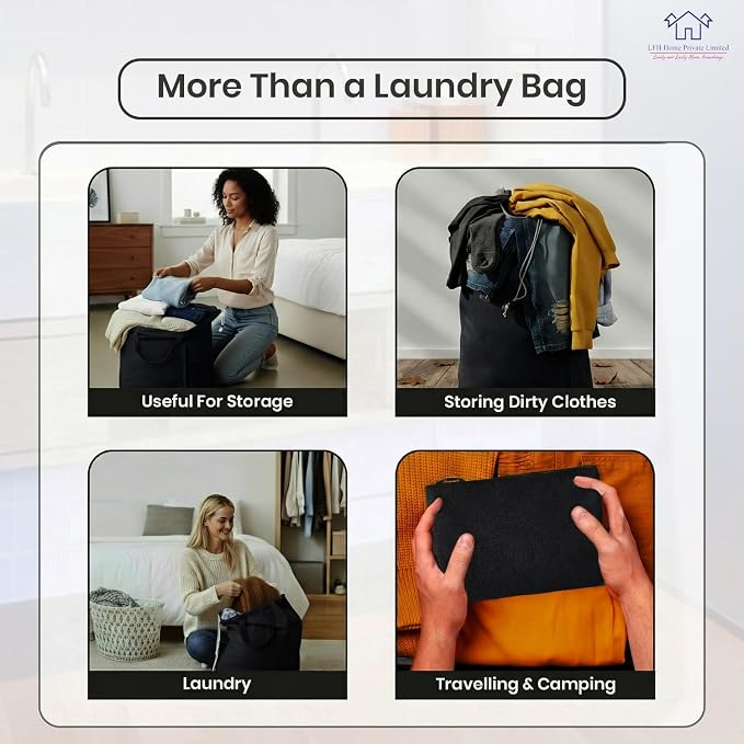 LFH Home Large Premium Cotton Canvas Laundry Bag - Image 6