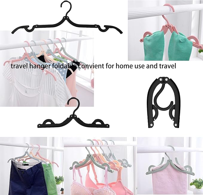 12PCS Travel Folding Hangers Portable Clothes Hangers Multifunctional Foldable - Image 6