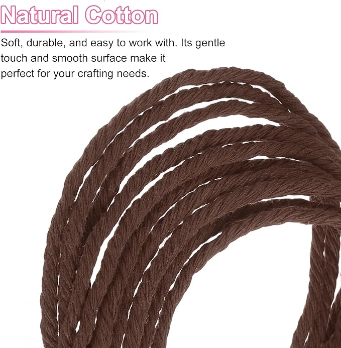 HARFINGTON Natural Macrame Cord 3mm x 328 Yards 4 Strand Twisted Cotton Macrame - Image 4