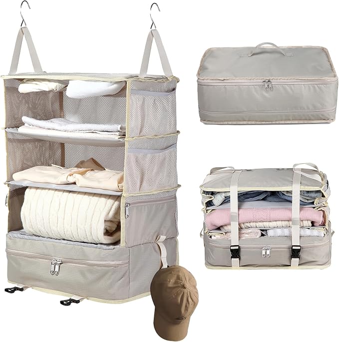 Bukere Hanging Packing Cube for Travel, Portable Shelves Organizer Bag for by Bukere