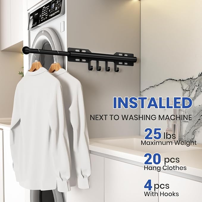 12 Inch Valet Rod for Closet Pull Out, Retractable Slide Out Clothes Hanger - Image 5