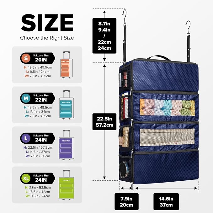 Suitcase Organizer, Travel Luggage Organizer Hanging Shelves Packing Cube - Image 2