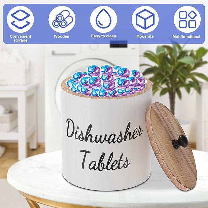 2Pcs Wooden Laundry Pod Container - Image 3