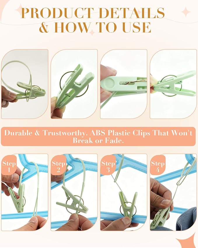 100 Pack Multi Purpose Laundry Hanging Clips - Image 4