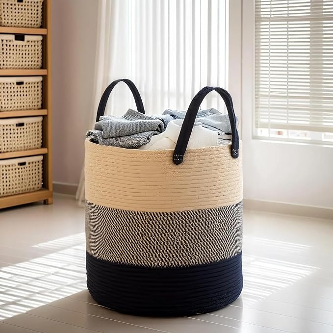 ShellKingdom Laundry Basket, Natural Rope Woven Storage Basket - Image 2