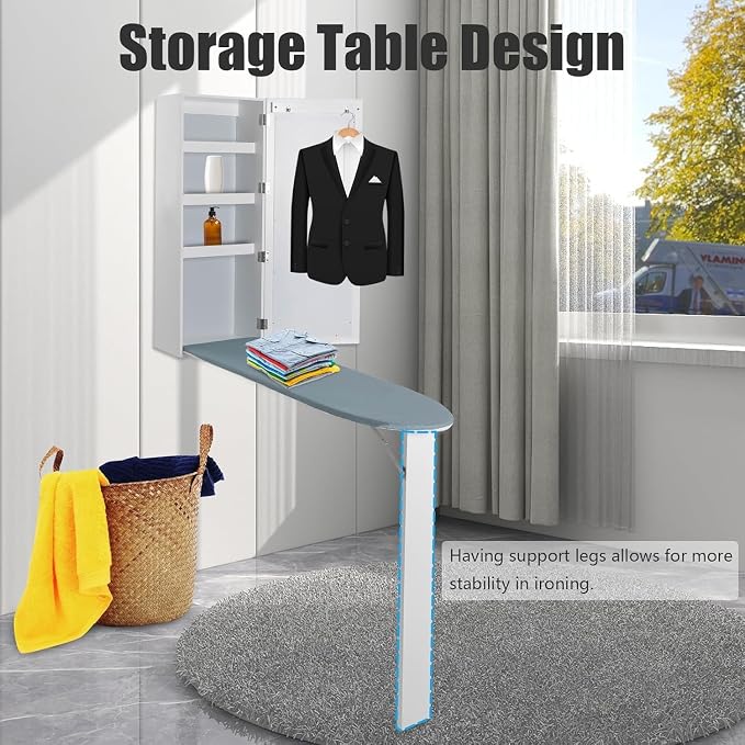 LOYALHEARTDY Wall Mounted Ironing Board, Foldable Door Ironing Table Cabinet - Image 3