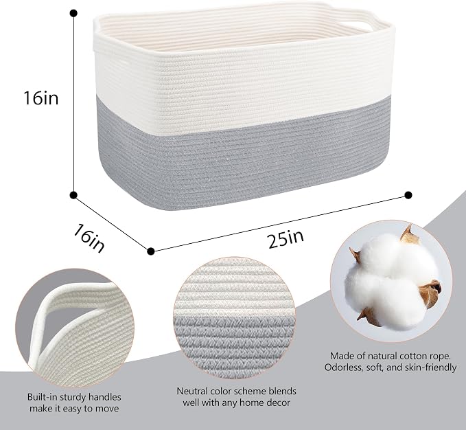 XXXXL Blanket Basket, Extra Large Wicker Woven Blanket Pillow Storage Bin - Image 2