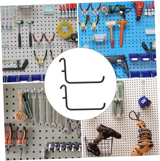 4pcs Black Metal Pegboard Hooks - Image 3