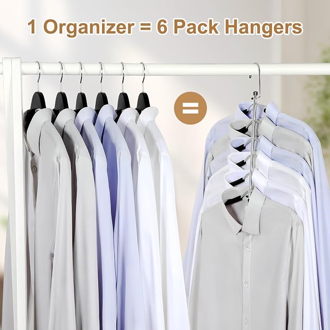 TOPIA HANGER Clothes Hanger Space Saving, 6 Tier Shirt Coat Hangers Space - Image 4