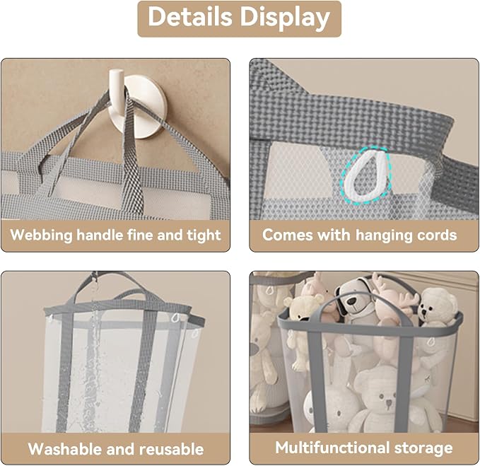 Portable Laundry Hamper, Mesh Laundry Tote - Image 3