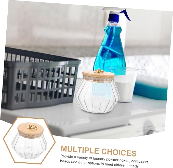 GALPADA Glass Laundry Powder Container Lid 1.5L Storage Jar - Image 3
