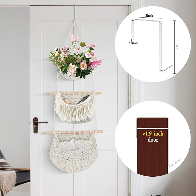 Hanging Baskets for Organizing, 3 Tier Detachable Wall Hanging Fruit Basket - Image 4