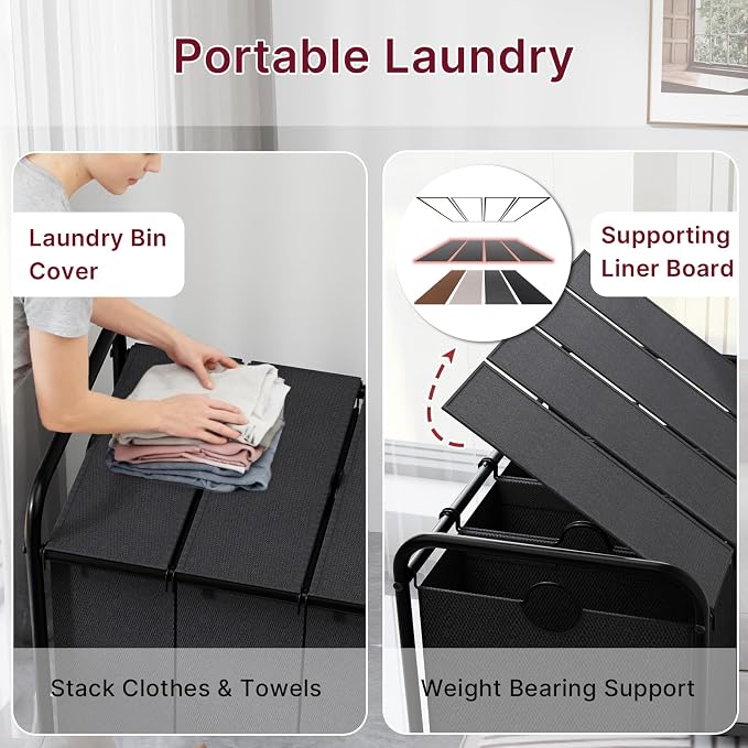 4-Compartment Laundry Cart - Image 7