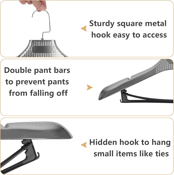 DEDU Suit Hangers for Men 15 Pack, Thick Plastic - Image 3