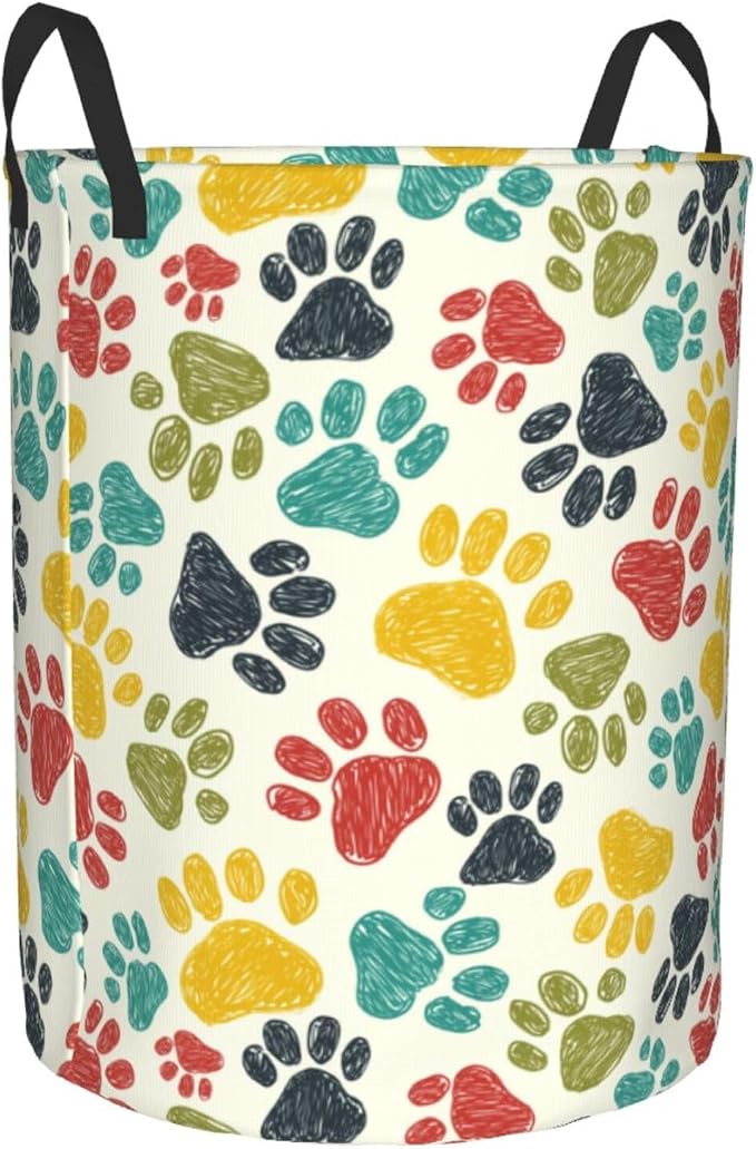 Paw Print Laundry Basket Storage Bin Foldable Laundry Hamper Clothes Storage - Image 2