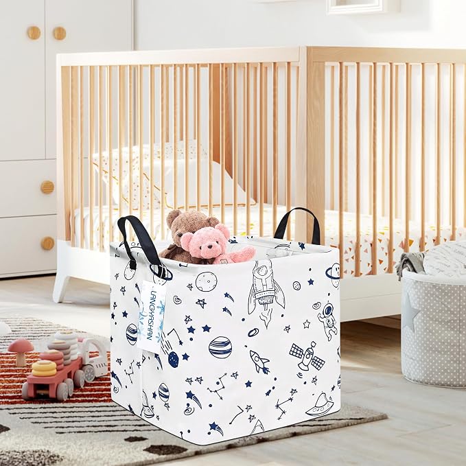 LANGYASHAN Square Storage Baskets Waterproof Canvas Children Laundry Nursery - Image 5