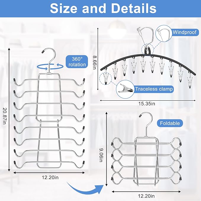 2 Pack Legging Hangers for Closet Organizer, 1 Pants Hangers - Image 3