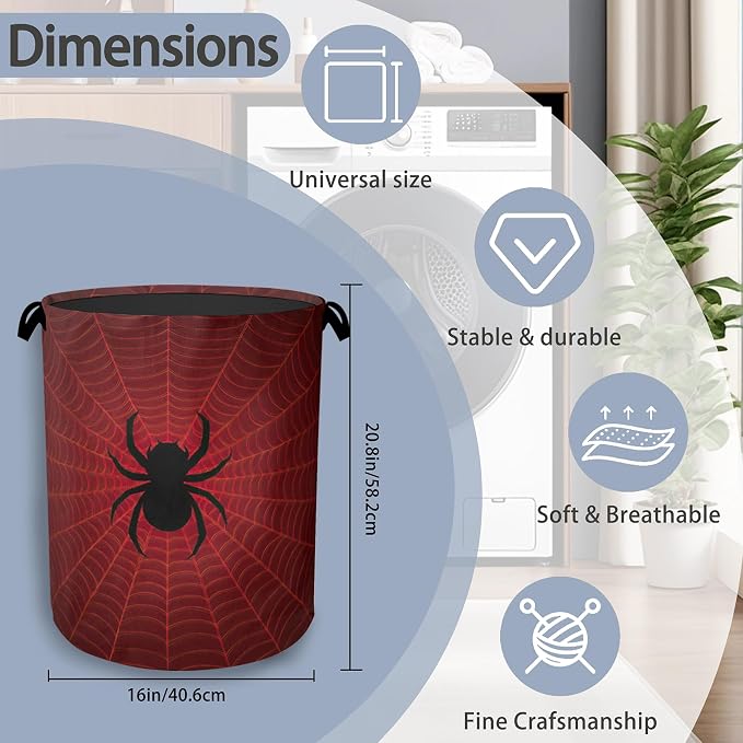Halloween Spider Web Laundry Hamper, Dirty Clothes Laundry Basket - Image 2